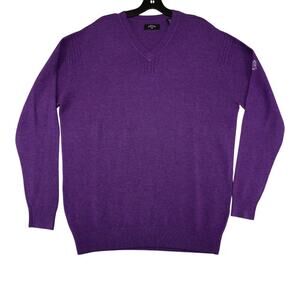 Callaway Men's XL Purple V-Neck Sweater Merino Wool Blend Golf Pullover 1906
